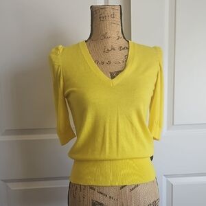 NWT WHBM Sunny Yellow V-Neck Sweater